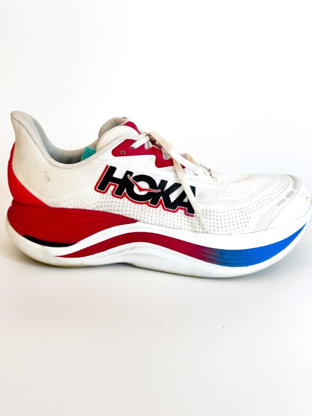 Hoka Skyward X sneakers in the Blanc De Blanc/Virtual Blue Color Men's Size 15